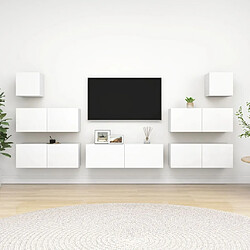 vidaXL Ensemble de meubles TV 7 pcs Blanc Bois d'ingénierie