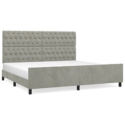 Maison Chic Lit adulte - Cadre Structure de lit avec tête de lit Contemporain Gris clair 200x200 cm Velours -MN22759