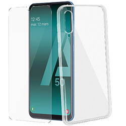 Avizar Coque Galaxy A50 Silicone Souple et Film Ecran Verre Trempé 9H Transparent