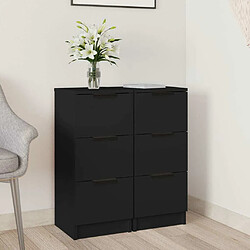 Maison Chic Lot de 2 Commode Buffet - Meuble de rangements noir 30x30x70 cm bois d'ingénierie -GKD23916