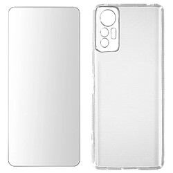 Avizar Coque Xiaomi 12 Lite Silicone Gel Souple Film Verre Trempé 9H transparent