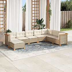 vidaXL Salon de jardin avec coussins 8 pcs beige résine tressée