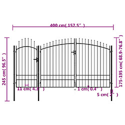 Acheter vidaXL Portail de jardin Acier 2,45 x 4 m Noir