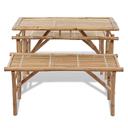 Acheter vidaXL Table de brasserie avec 2 bancs 100 cm Bambou