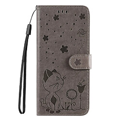 Etui en PU motif chat et abeille avec support gris pour votre Samsung Galaxy A13 5G