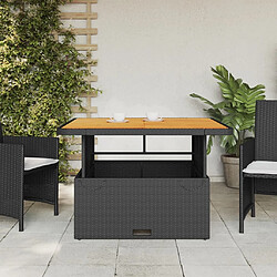 Avis Maison Chic Table de jardin | Table d'extérieur noir 110x110x71cm résine tressée et bois acacia -GKD96730