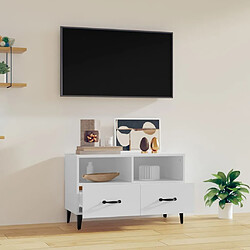 Avis Maison Chic Meuble TV scandinave - Banc TV pour salon Blanc 80x36x50 cm Bois d'ingénierie -MN14316