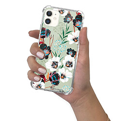 LaCoqueFrançaise Coque iPhone 11 anti-choc souple angles renforcés transparente Fleurs vert d'eau La Coque Francaise pas cher