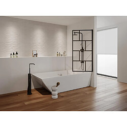 Vente-Unique Pare baignoire pivotant style industriel - 70 x 140 cm - Noir mat - Verre - RIVANON