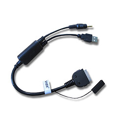 vhbw Cable Jack 3.5mm USB dock apple pour branchement iPod, iPhone et Mini R55, R56, BMW 1, 3, 5, 6, 7, X1. Remplace le cable 61120440812, 61120440796