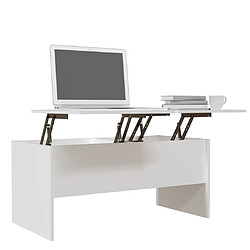 Acheter Maison Chic Tabls basse,Table Console pour salon Blanc 102x50,5x46,5 cm Bois d'ingénierie -MN40477