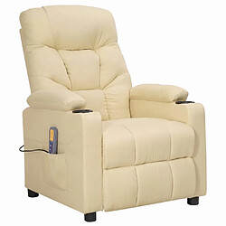 vidaXL Fauteuil de massage Crème Tissu