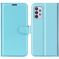 Etui en PU texture litchi, fermoir magnétique, anti-rayures avec support bleu pour votre Samsung Galaxy A53 5G