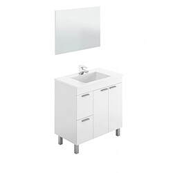 Dansmamaison Meuble sous vasque 2 portes 2 tiroirs blanc + vasque 80 cm - KAVATI pas cher