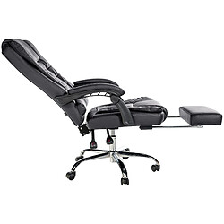 Decoshop26 Fauteuil de bureau ergonomique généreusement rembourrée avec repose-pieds en PVC noir et métal chromé 10_0002568