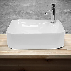 Avis Ecd Germany Lavabo en céramique blanc vasque a poser carré évier design moderne 435x435 mm