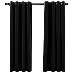 vidaXL Rideaux occultants Aspect lin avec œillets 2 pcs Noir 140x175cm