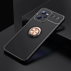 Coque en TPU antichoc, avec béquille en anneau slim avec béquille, noir/rose or pour votre Realme C35