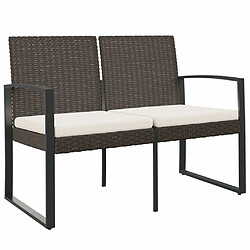 Maison Chic Banc de jardin à 2 places | Banquette de jardin | Chaise Relax avec coussins marron PP rotin -MN70166