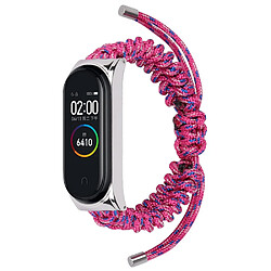 Bracelet en nylon corde tressée, réglable, rose pour votre Xiaomi Mi Band 5/6