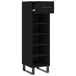 Maison Chic Armoire à Chaussures Noir,Meuble de Rangement à Chaussures 30x35x105 cm bois d'ingénierie -MN66972 pas cher