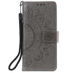 Etui en PU empreinte fleur cool gris pour votre Samsung Galaxy A21s