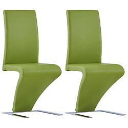 Decoshop26 Lot de 2 chaises de salle à manger cuisine zigzag design contemporain synthétique vert CDS021162