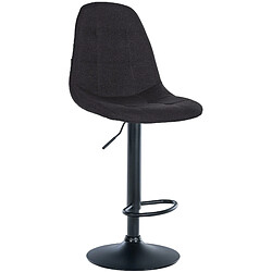 Decoshop26 Tabouret de bar x1 avec repose-pieds hauteur réglable pivotant assise en tissu noir cadre métallique noir 10_0004841