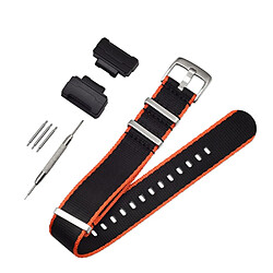 Bracelet en nylon Toile 3 boucles, orange noir pour votre Casio GA-110/G-8900/DW-5600