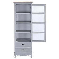 Avis Pegane Armoire vaisselier, vitrine en bois de paulownia/verre coloris gris clair - Longueur 49 x Profondeur 36 x Hauteur 160 cm