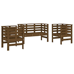 vidaXL Salon de jardin 3 pcs marron miel bois de pin massif