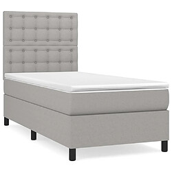 Maison Chic Lit adulte- Lit + matelas,Sommier à lattes de lit avec matelas Gris clair 90x200 cm Tissu -GKD61424