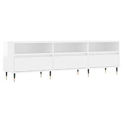 Maison Chic Meuble TV scandinave - Banc TV pour salon blanc brillant 150x30x44,5 cm bois d'ingénierie -MN94462