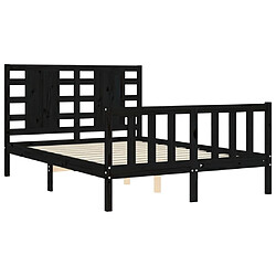 Maison Chic Lit adulte - Cadre Structure de lit avec tête de lit Contemporain noir 120x200 cm bois massif -MN93551 pas cher