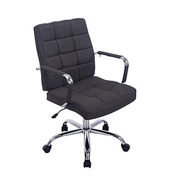 Decoshop26 Chaise fauteuil de bureau à roulettes en tissu gris foncé hauteur réglable BUR10110