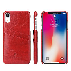 Wewoo Etui en cuir Fierre Shann Retro Oil en cire PU pour iPhone XR, avec emplacements pour cartes (rouge)