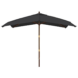 Helloshop26 Parasol de jardin avec mât en bois 300 x 300 x 273 cm noir 02_0008345