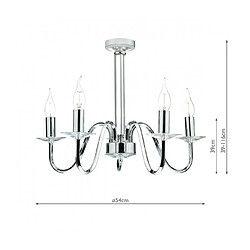 Luminaire Center Suspension Pique Cristal,chrome poli 5 ampoules 39cm