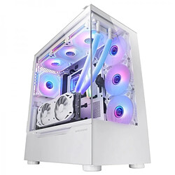 Mars Gaming MC-ULT CUSTOM Gaming Case - Verre Trempé Panoramique - Support E-ATX - Capacité pour 9 Ventilateurs - Double Caméra Verticale - Connectivité USB 3.0 - Couleur Blanc