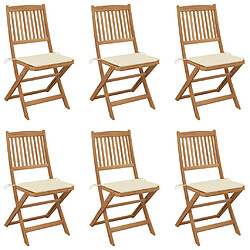 vidaXL Chaises pliables de jardin lot de 6 avec coussins Bois d'acacia