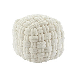 Vente-Unique Pouf design noeud en tissu bouclette blanc NOBAO