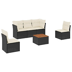 Maison Chic Ensemble Tables et chaises d'extérieur 6pcs avec coussins,Salon de jardin noir résine tressée -GKD779939