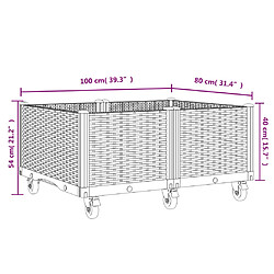 vidaXL Jardinière à roulettes noir 100x80x54 cm PP pas cher