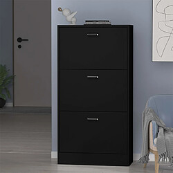 Ahd Amazing Home Design Armoire à chaussures vertical 63x24x115cm avec 3 portes 18 paires Batu, Couleur: Noir pas cher