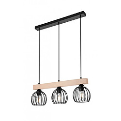 Lumière Suspension Sienna Bois,acier Noir 3 ampoules 86cm