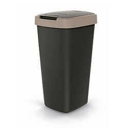 Corbeille à déchets KEDEN COMPACTA Q 25 litres poubelle NSAB25-WG5C - noir avec cadre marron clair