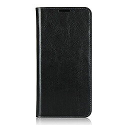 Etui en cuir véritable texture de cheval fou avec support noir pour votre Huawei P40 lite E/Y7p/9C