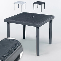 Table bar Poly-rotin carrée 90x90 Grand Soleil Gruvyer, Couleur: Noir