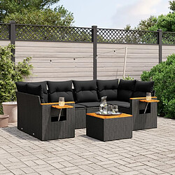 Maison Chic Salon de jardin 7 pcs avec coussins | Ensemble de Table et chaises | Mobilier d'Extérieur noir résine tressée -GKD48236