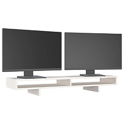 Avis vidaXL Support de moniteur Blanc 100x27x14 cm Bois de pin solide